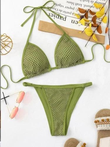 Green Tie - Up Two - Piece String Bikini Set - SHExFAB