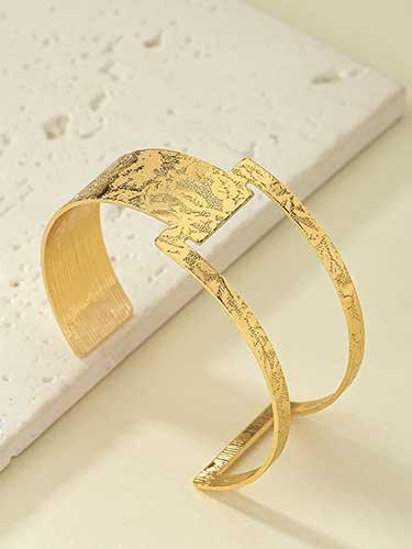 Hallow Geometric Open Cuff Bangle Bracelet Timeless - SHExFAB