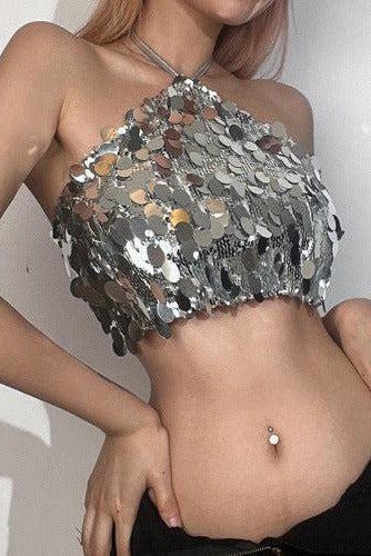 Halter Backless Sequin Top - SHExFAB