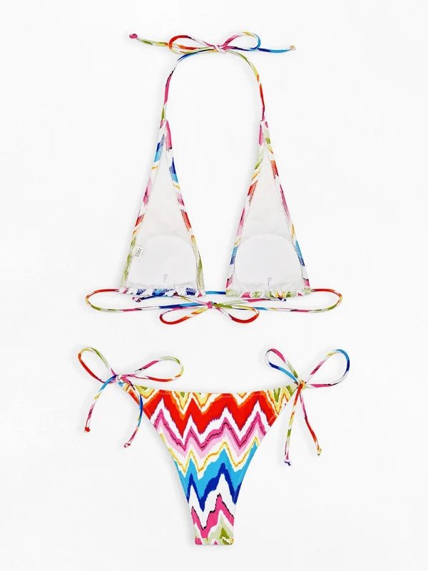 Halter Neck Two Piece Triangle Bikini Swimsuit - SHExFAB