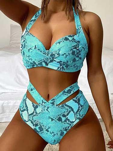 Halter Twist Front Push Up 2 Piece Bikini - SHExFAB