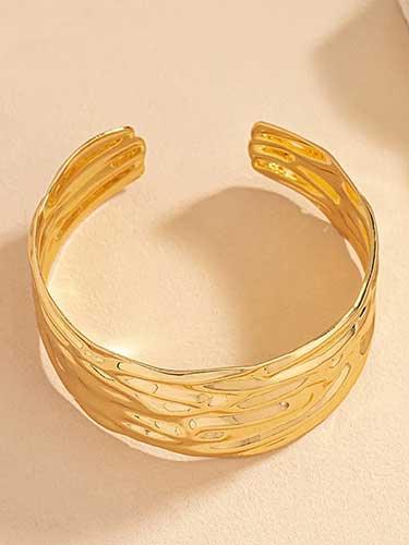 Hammered Metal Open Bangle Bracelet - SHExFAB