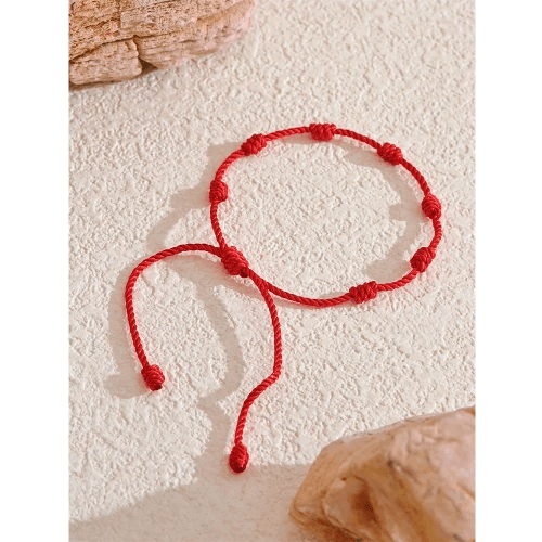 Handmade Red Adjustable Good Luck Wish Bracelet - SHExFAB