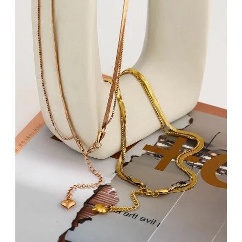 Heart Snake Chain Layer Necklace - SHExFAB