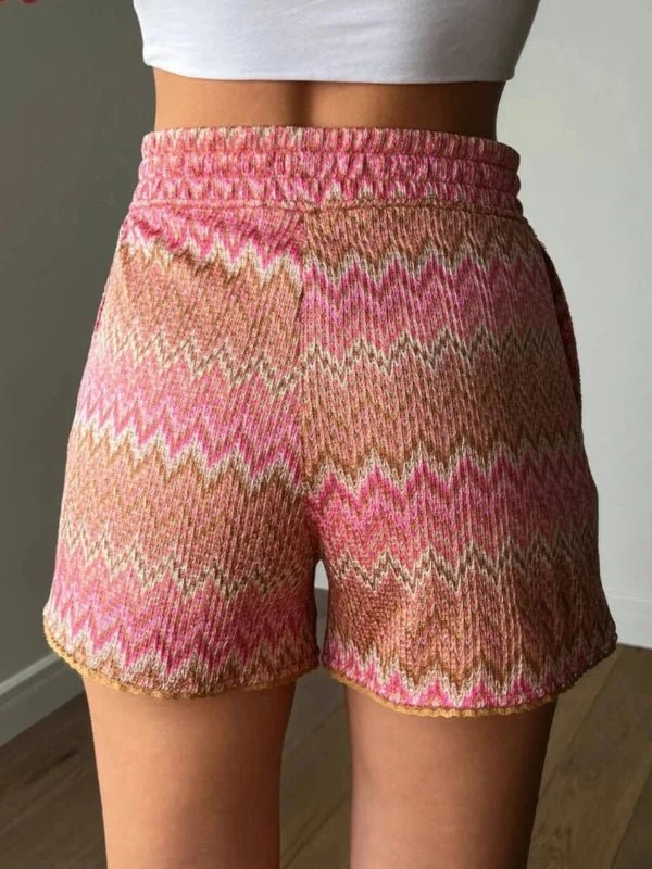 High Elastic Waist Zig Zag Summer Shorts - SHExFAB