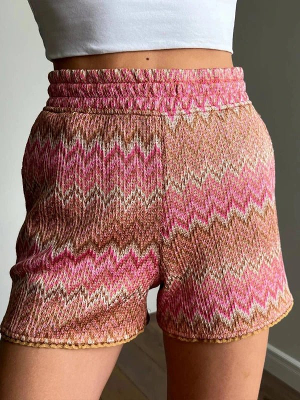 High Elastic Waist Zig Zag Summer Shorts - SHExFAB