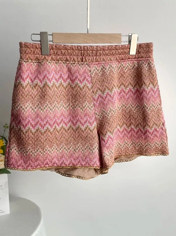 High Elastic Waist Zig Zag Summer Shorts - SHExFAB