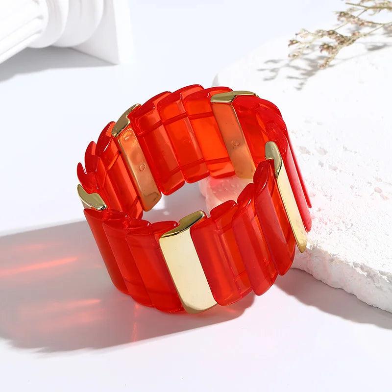 High Quality Acrylic Elastic Wide Fashion Bracelet - SHExFAB