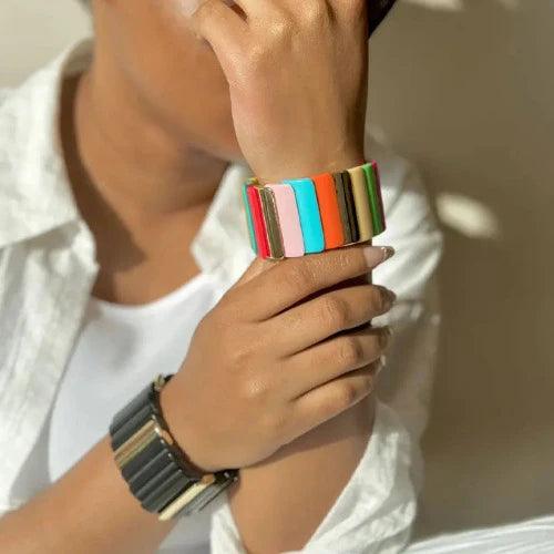 High Quality Acrylic Elastic Wide Fashion Bracelet - SHExFAB