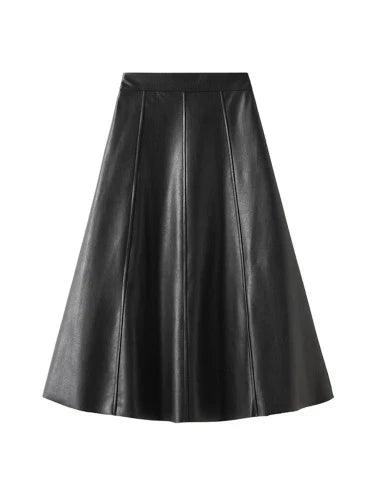 High Waist A - Line Faux Leather Skirt - SHExFAB