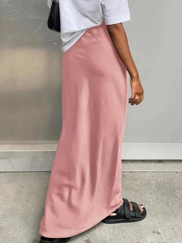 High Waist long Satin Maxi Skirt - SHExFAB