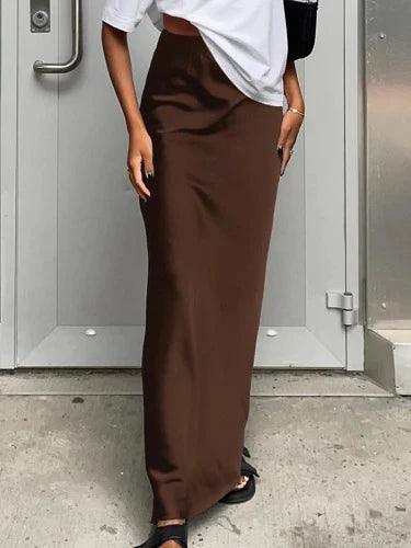 High Waist long Satin Maxi Skirt - SHExFAB