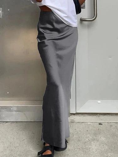 High Waist long Satin Maxi Skirt - SHExFAB