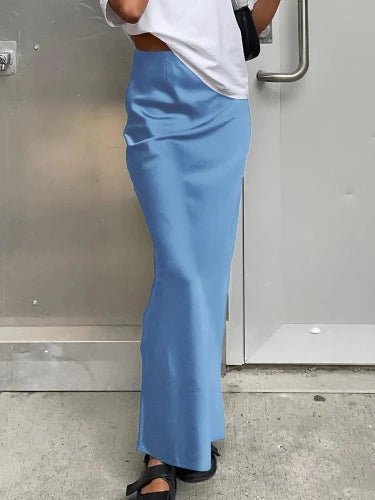 High Waist long Satin Maxi Skirt - SHExFAB