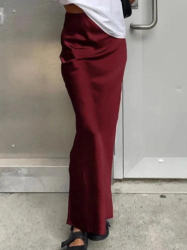 High Waist long Satin Maxi Skirt - SHExFAB