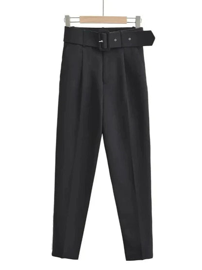 High Waist Office Trousers with Belt - SHExFAB