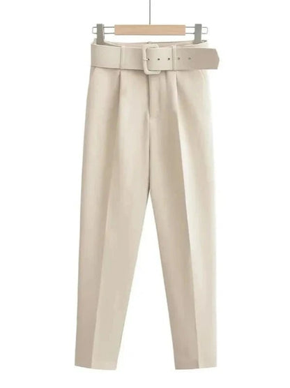 High Waist Office Trousers with Belt - SHExFAB