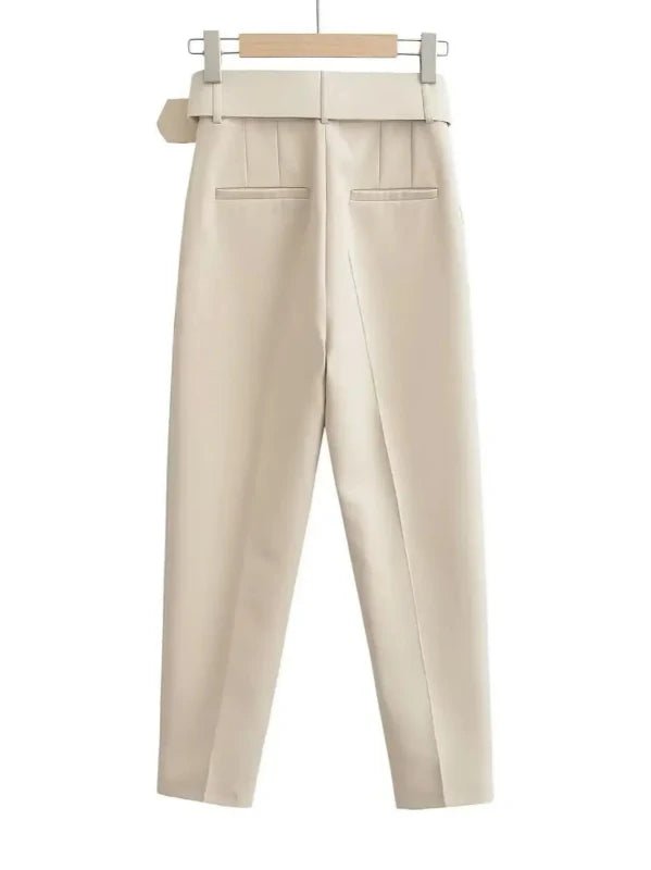 High Waist Office Trousers with Belt - SHExFAB