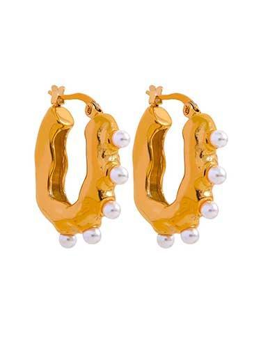 Imitation Pearl Bold Hoop Fashion Earrings - SHExFAB