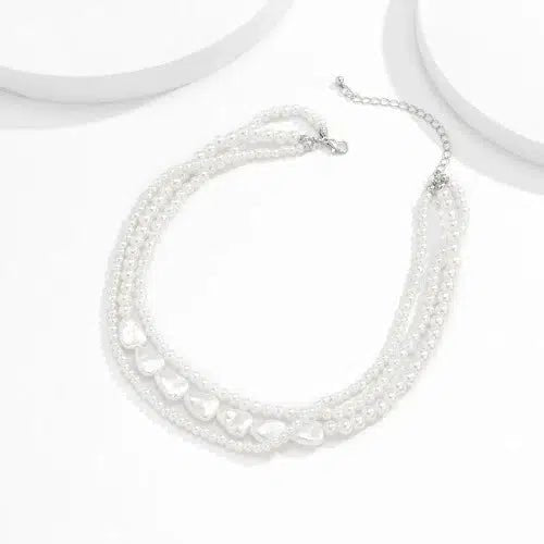 Imitation - Pearl Layered Choker Necklace - SHExFAB