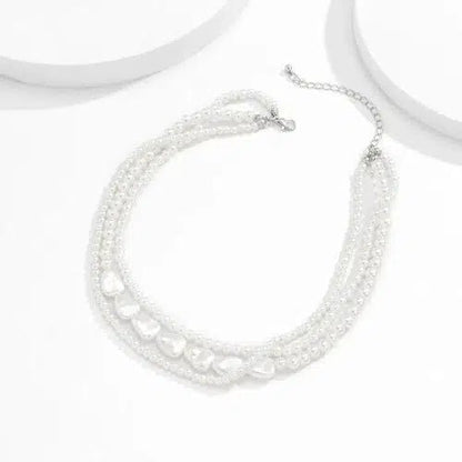 Imitation - Pearl Layered Choker Necklace - SHExFAB