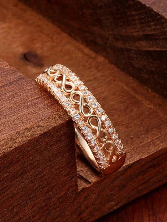 Inlaid Cubic Zirconia Infinity Ring - SHExFAB