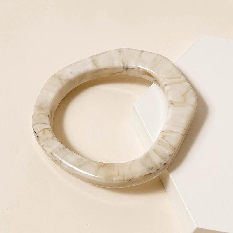 Irregular Round Acrylic Bangle Bracelet - SHExFAB