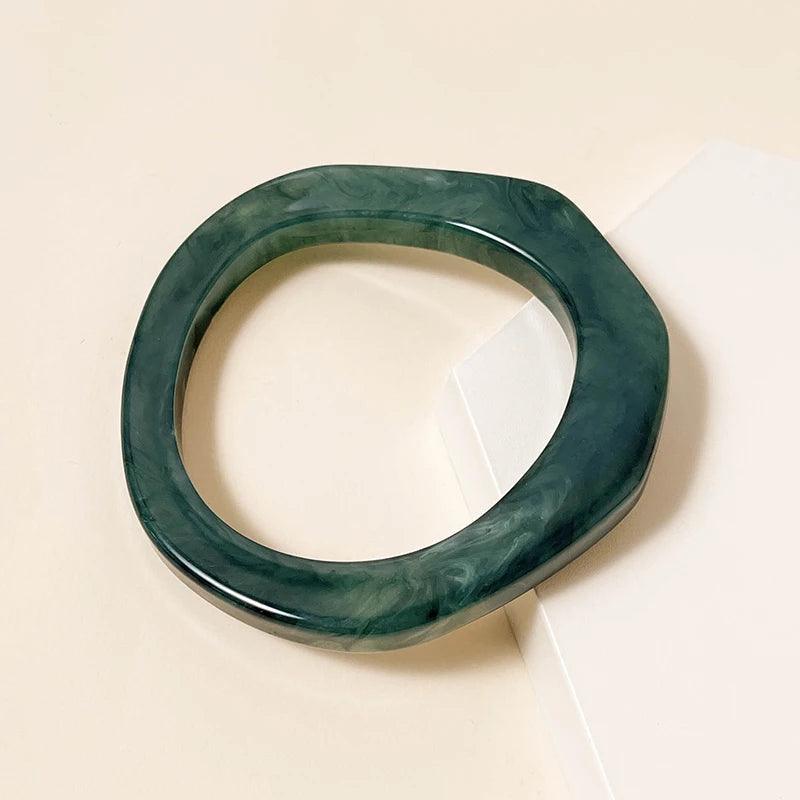 Irregular Round Acrylic Bangle Bracelet - SHExFAB