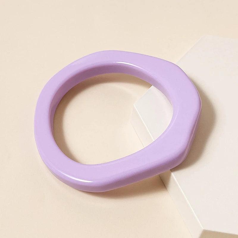 Irregular Round Acrylic Bangle Bracelet - SHExFAB