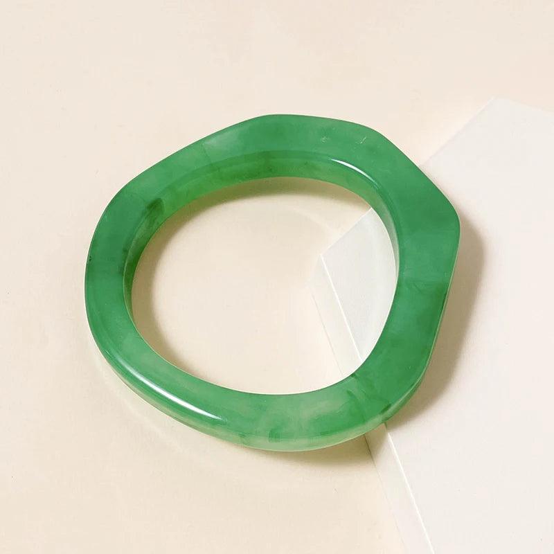 Irregular Round Acrylic Bangle Bracelet - SHExFAB