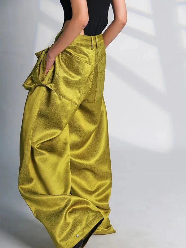 Large Pocket Floor Length Wide Leg Pants - SHExFAB