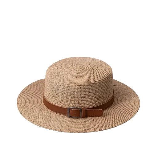 Leather Belt Breathable Summer Straw Hat - SHExFAB