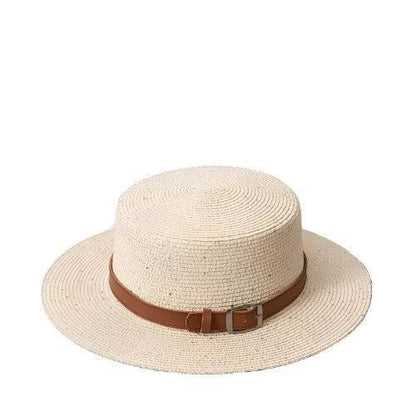 Leather Belt Breathable Summer Straw Hat - SHExFAB