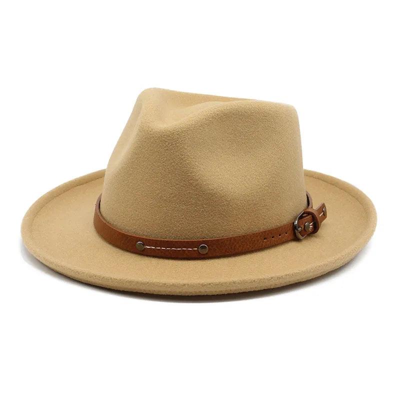 Leather Belt Curved - Brim Fedora Hat - SHExFAB