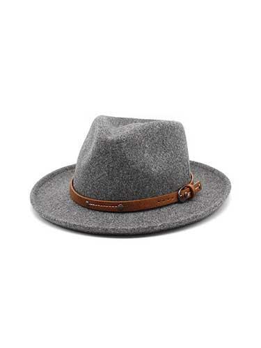 Leather Belt Curved - Brim Fedora Hat - SHExFAB