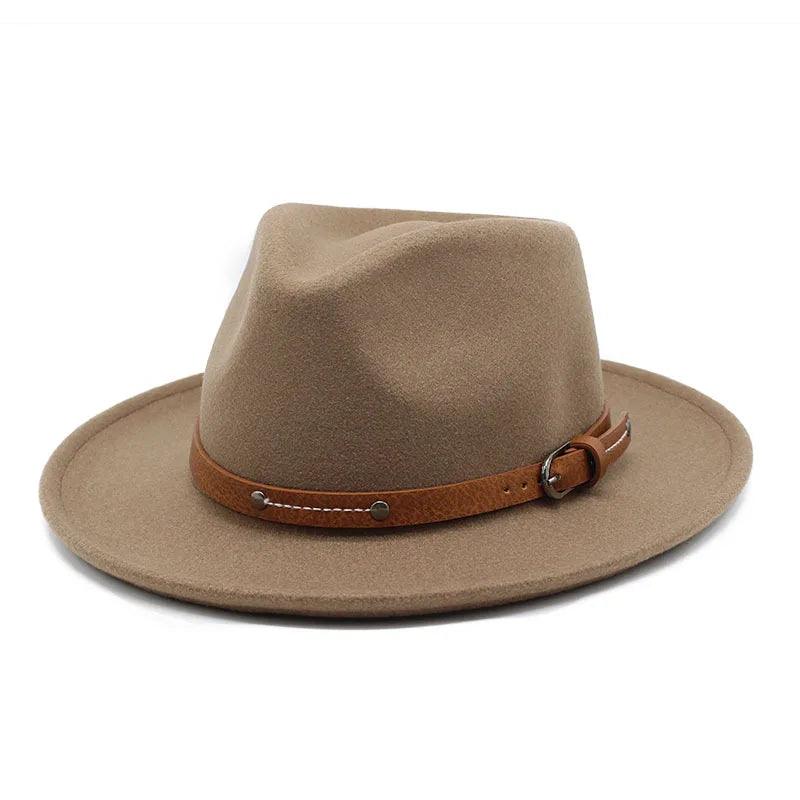 Leather Belt Curved - Brim Fedora Hat - SHExFAB