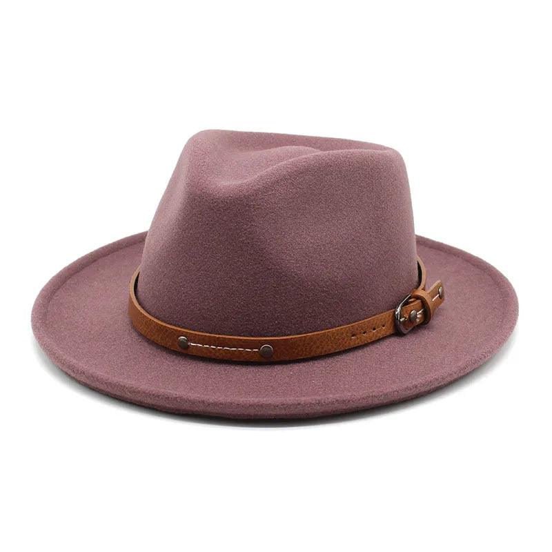 Leather Belt Curved - Brim Fedora Hat - SHExFAB