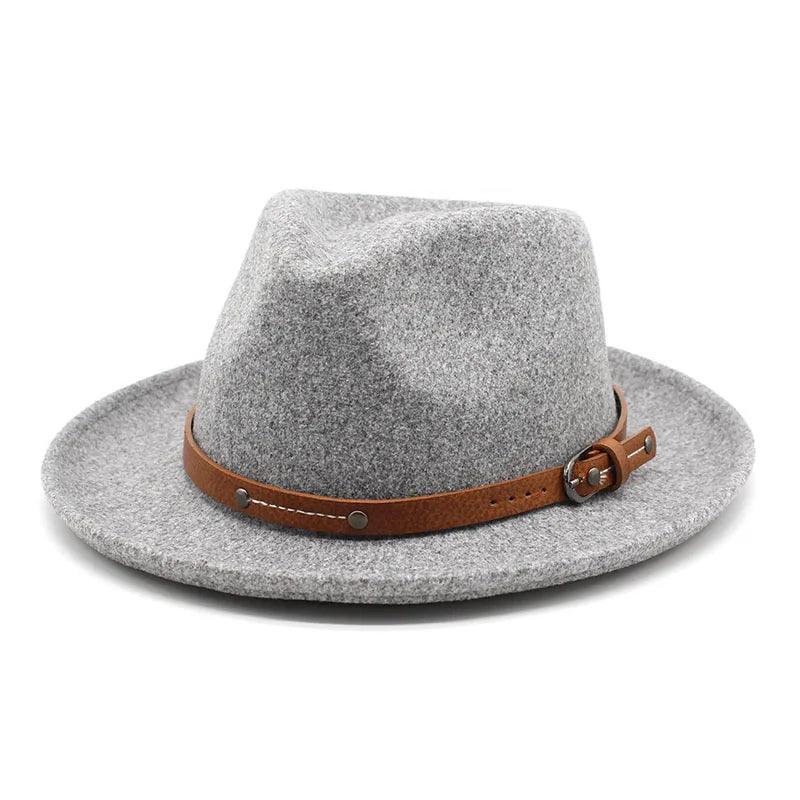 Leather Belt Curved - Brim Fedora Hat - SHExFAB