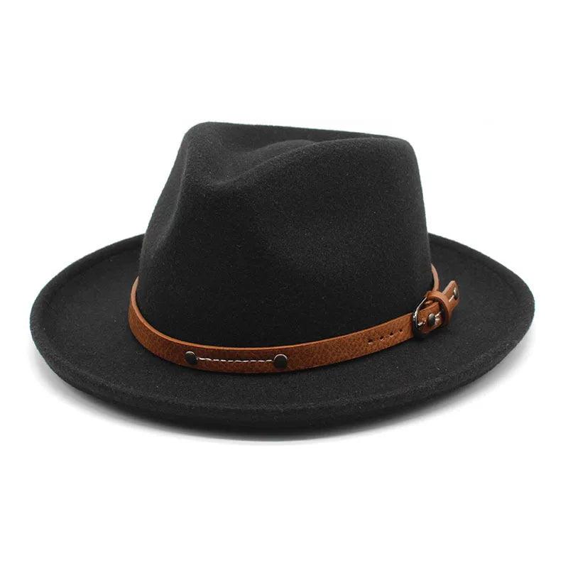 Leather Belt Curved - Brim Fedora Hat - SHExFAB