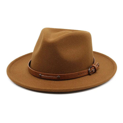 Leather Belt Curved - Brim Fedora Hat - SHExFAB