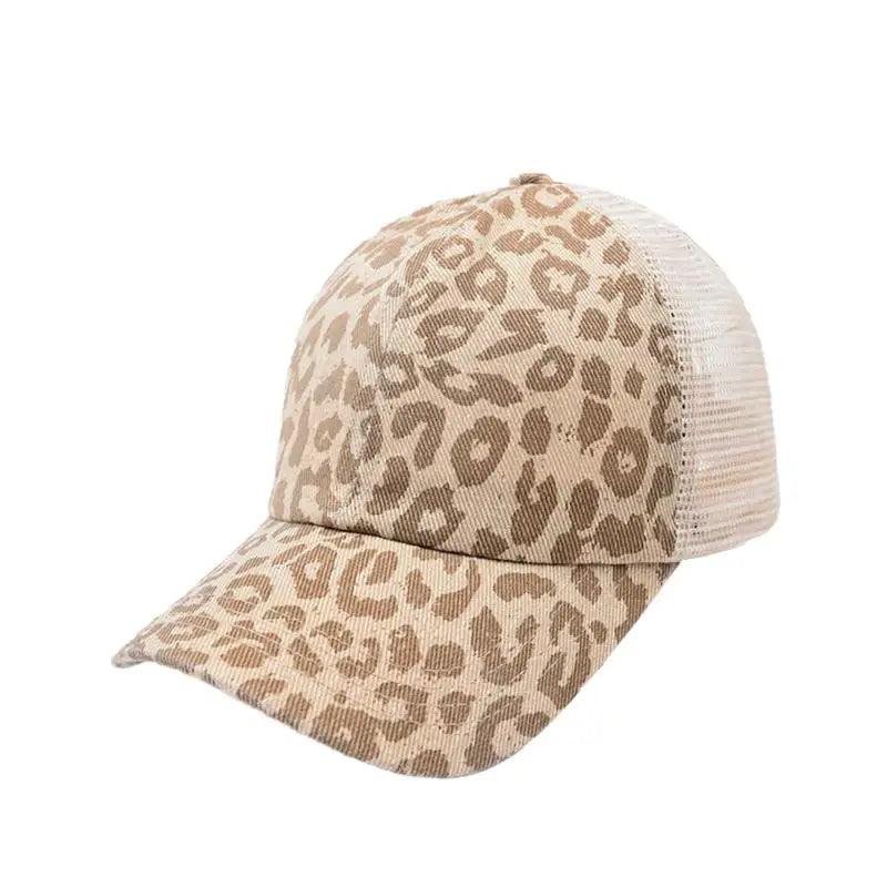 Leopard Print Adjustable Mesh Baseball Cap - SHExFAB