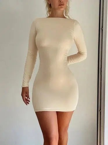 Long Sleeve Mini Backless Dress - SHExFAB