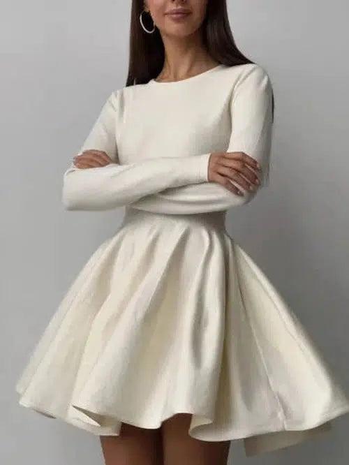 Long Sleeve Mini Pleated Dress - SHExFAB