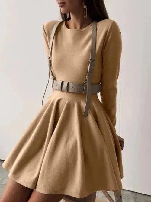 Long Sleeve Mini Pleated Dress - SHExFAB