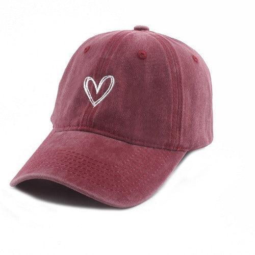 Love Heart Washed Cotton Baseball Cap - SHExFAB