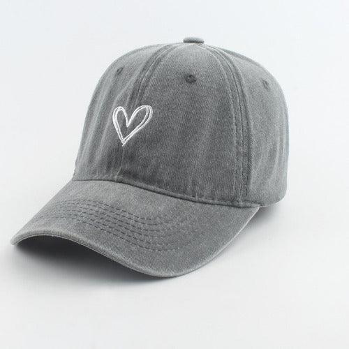 Love Heart Washed Cotton Baseball Cap - SHExFAB