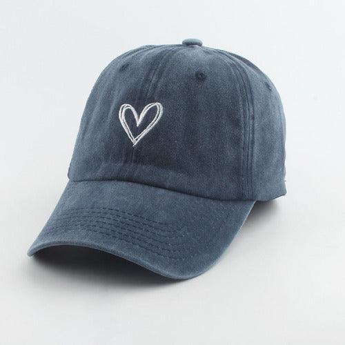 Love Heart Washed Cotton Baseball Cap - SHExFAB