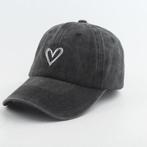 Love Heart Washed Cotton Baseball Cap - SHExFAB