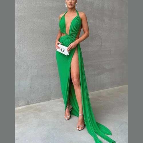 Low Cut Floor Length Evening Gown - SHExFAB