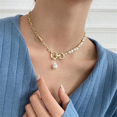 Luxury O - Chain Pendant Pearl Necklace - SHExFAB